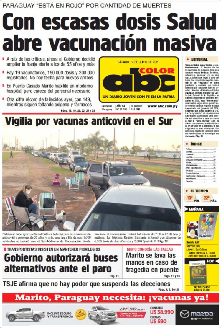 Portada de ABC Color (Paraguay)