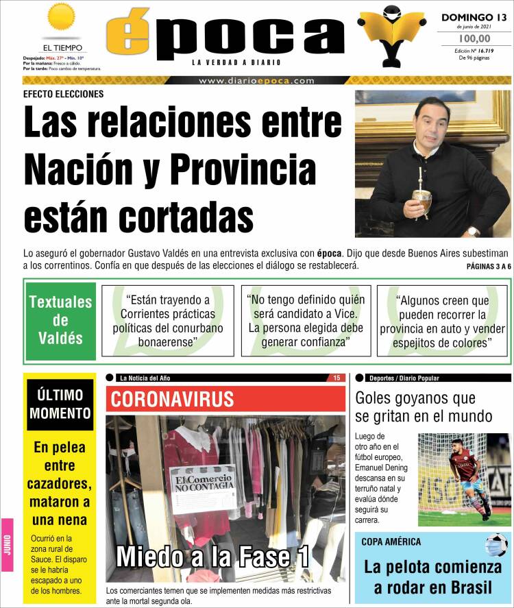 Portada de Diario Época (Argentina)