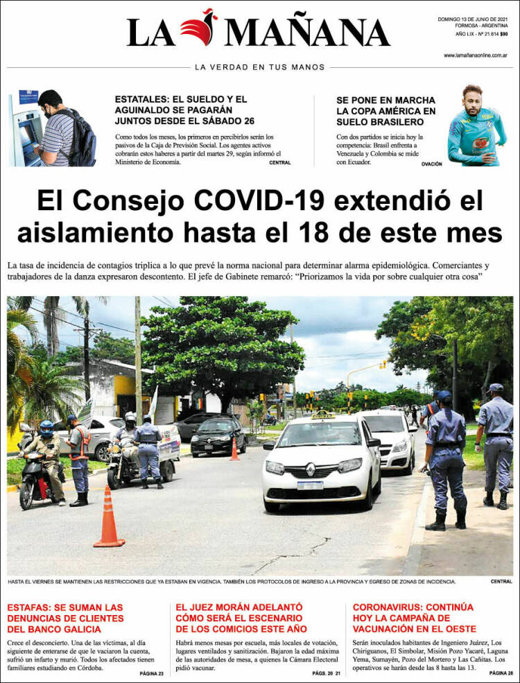 Portada de Diario La Mañana (Argentina)