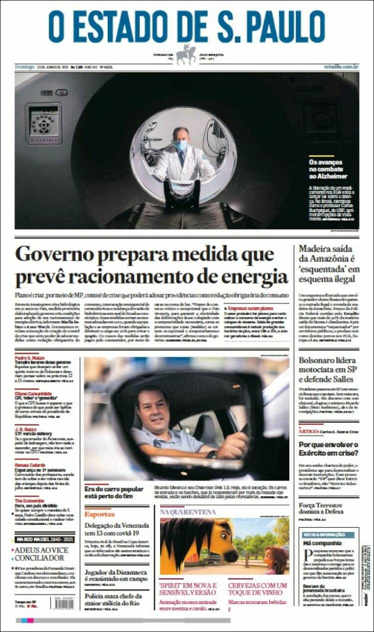 Portada de O Estado de São Paulo (Brasil)