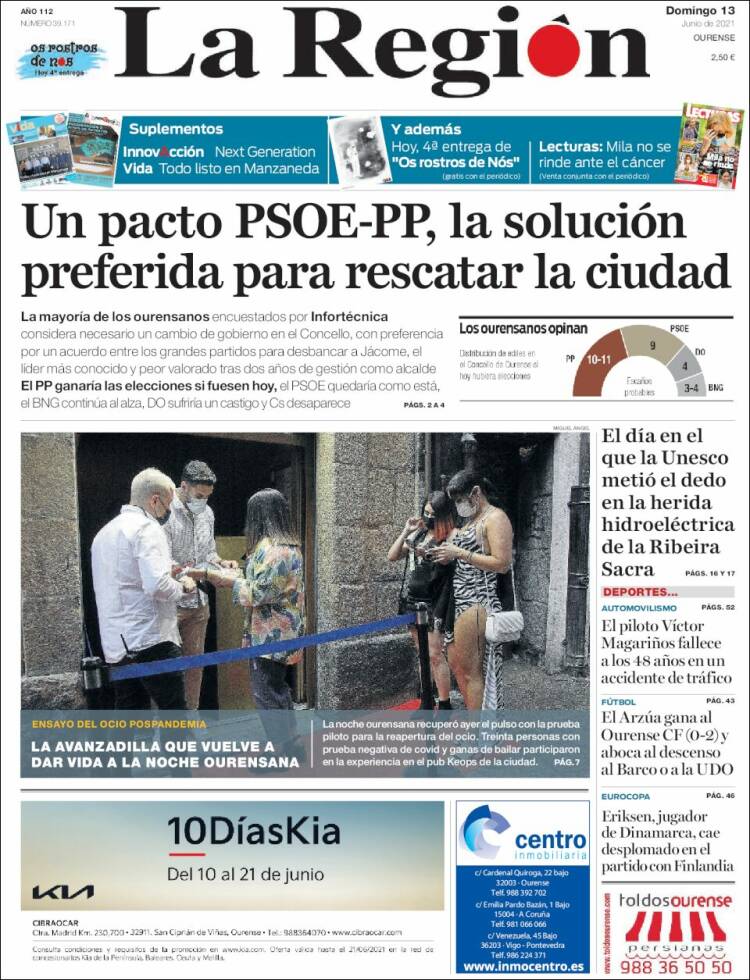 Portada de La Región de Ourense (Espa&ntilde;a)