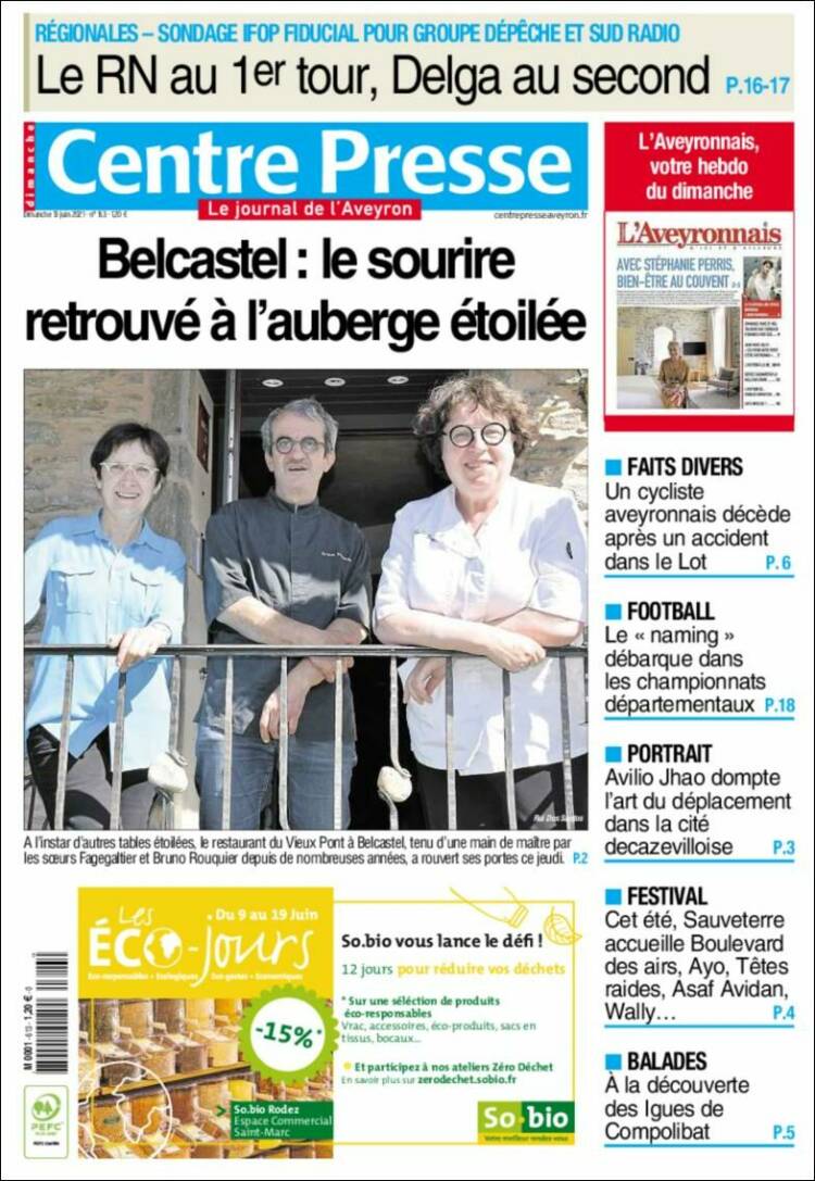 Portada de Centre Presse (Francia)