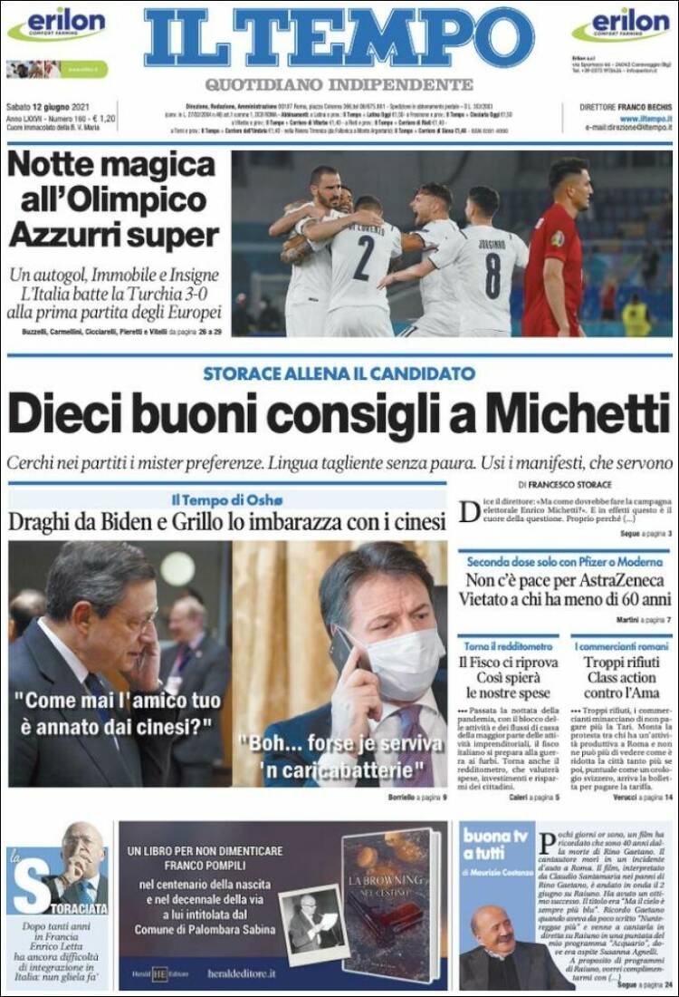 Portada de Il Tempo (Italia)