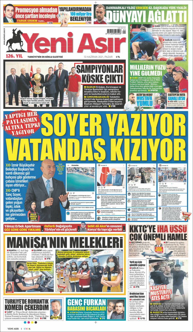 Portada de Yeni Asır (Turqu&iacute;a)