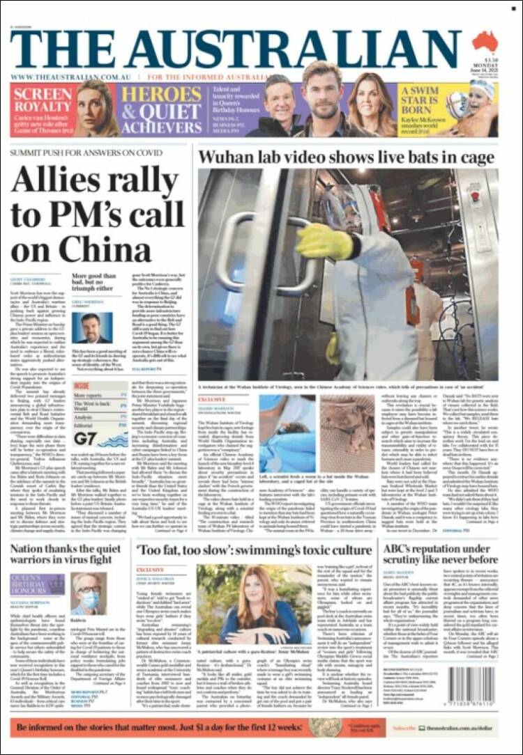 Portada de The Australian (Australia)