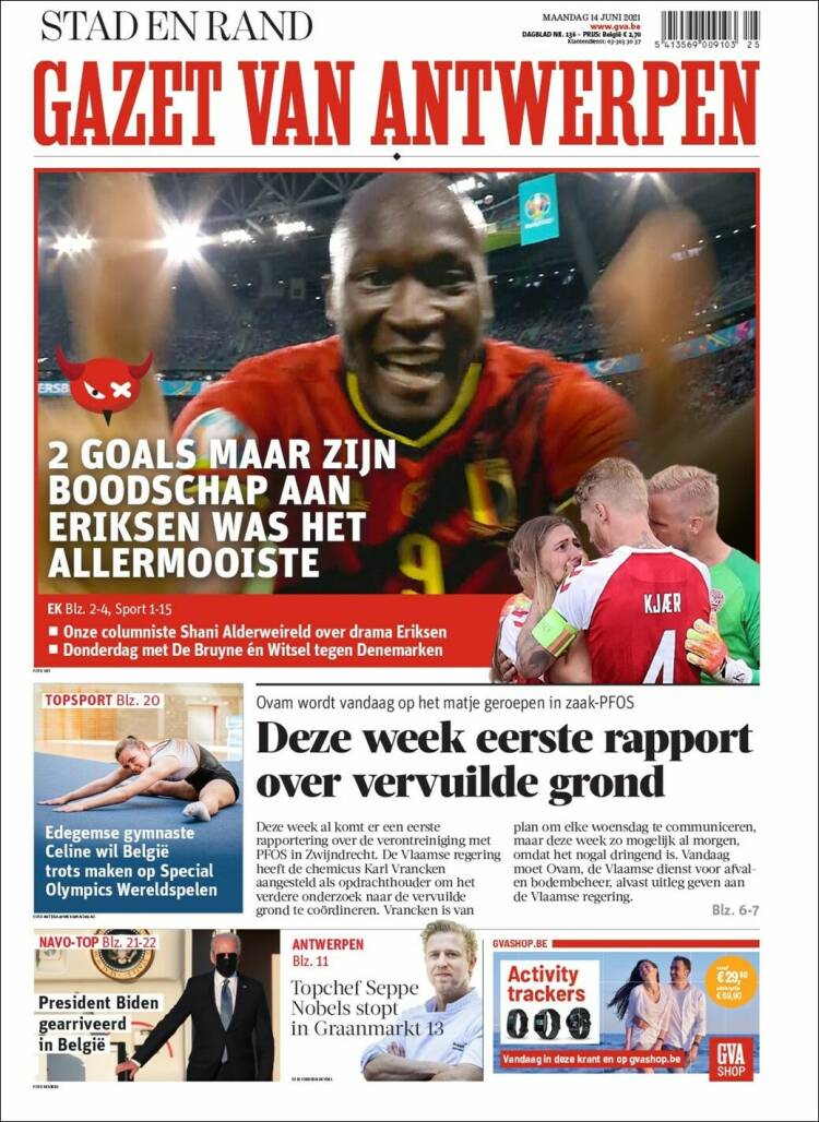 Portada de Gazet van Antwerpen (Bélgica)