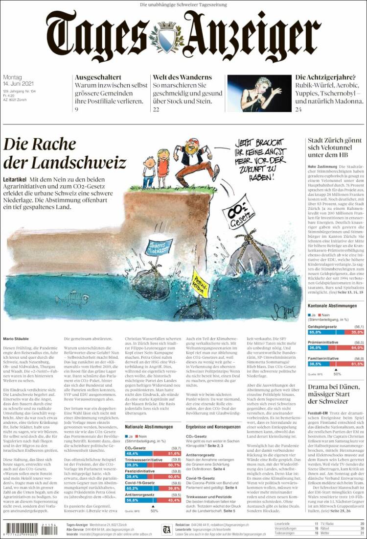 Portada de Tages-Anzeiger (Suiza)