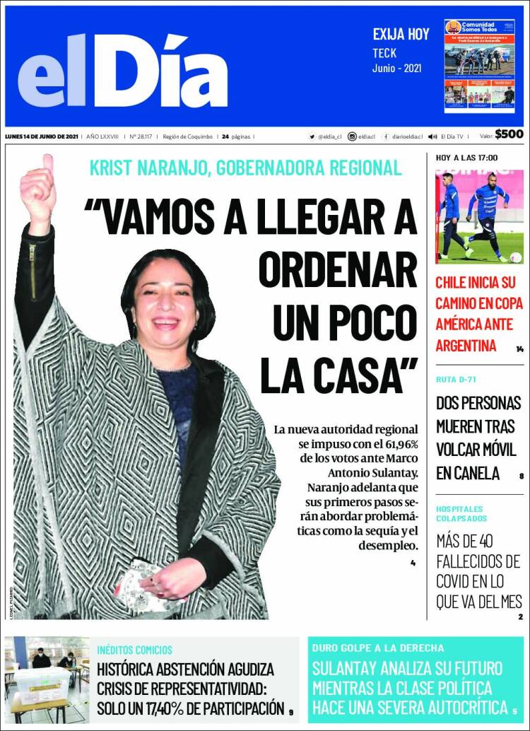 Portada de El Día (Chile)