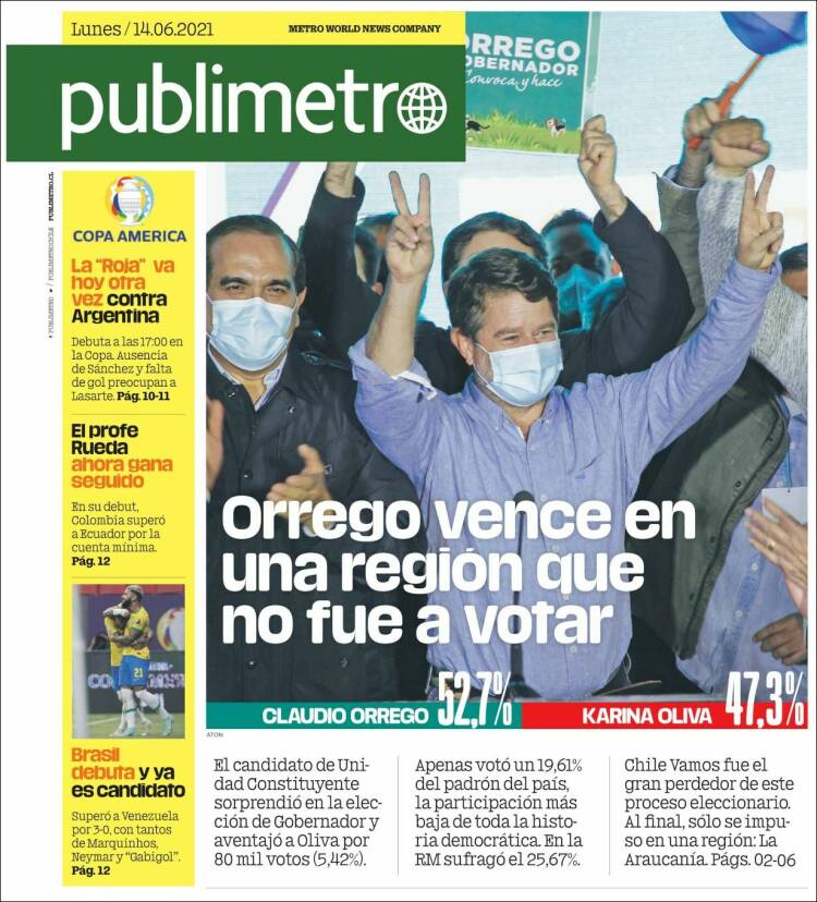 Portada de Publimetro (Chile)