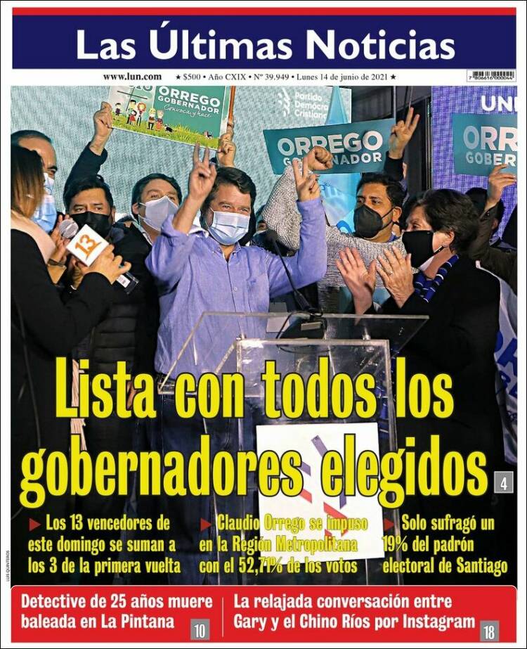 Portada de Las Últimas Noticias (Chile)