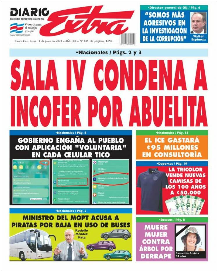 Portada de Diario Extra (Costa Rica)
