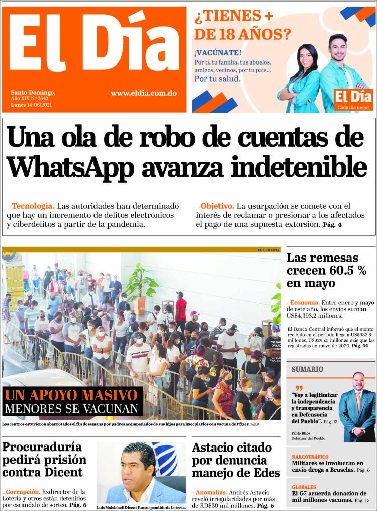 Portada de El Día (R. Dominicana)