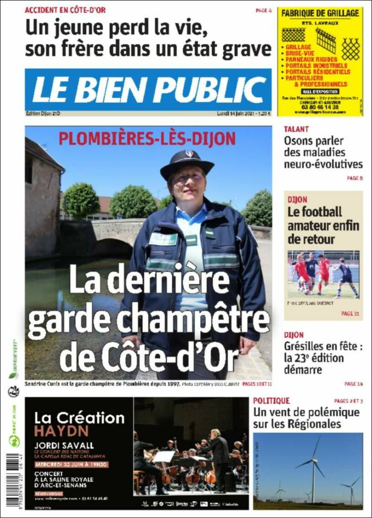 Portada de Le Bien Public (Francia)