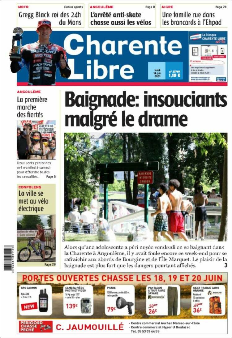 Portada de Charente Libre (Francia)