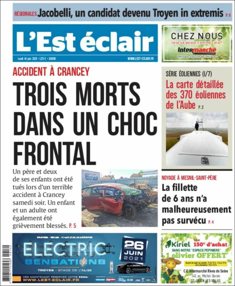 Portada de L'Est Eclair (Francia)