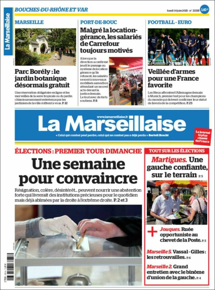 Portada de La Marseillaise (Francia)