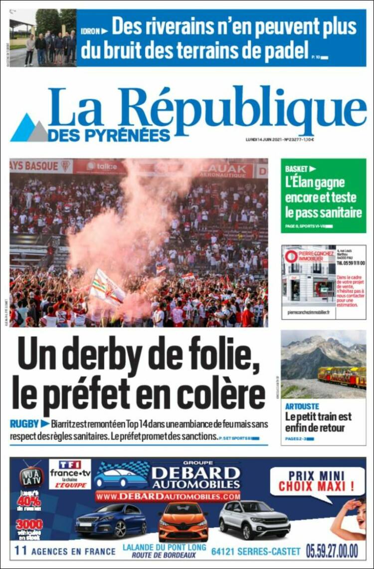 Portada de La République des Pyrénées (Francia)