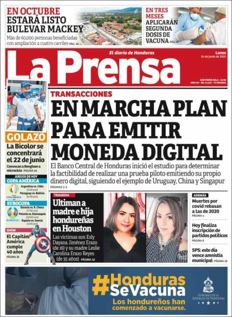 Portada de La Prensa (Honduras)