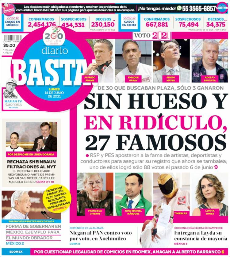 Portada de Diario Basta (México)