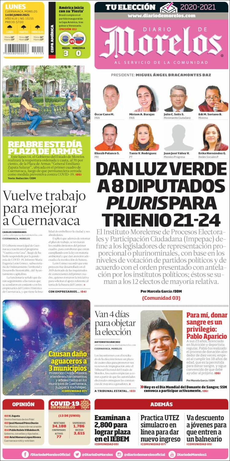 Portada de Diario de Morelos (México)