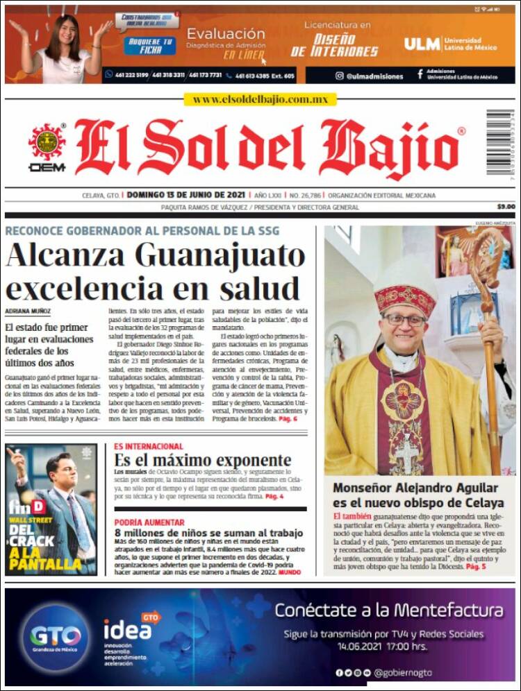 Portada de El Sol del Bajio (México)