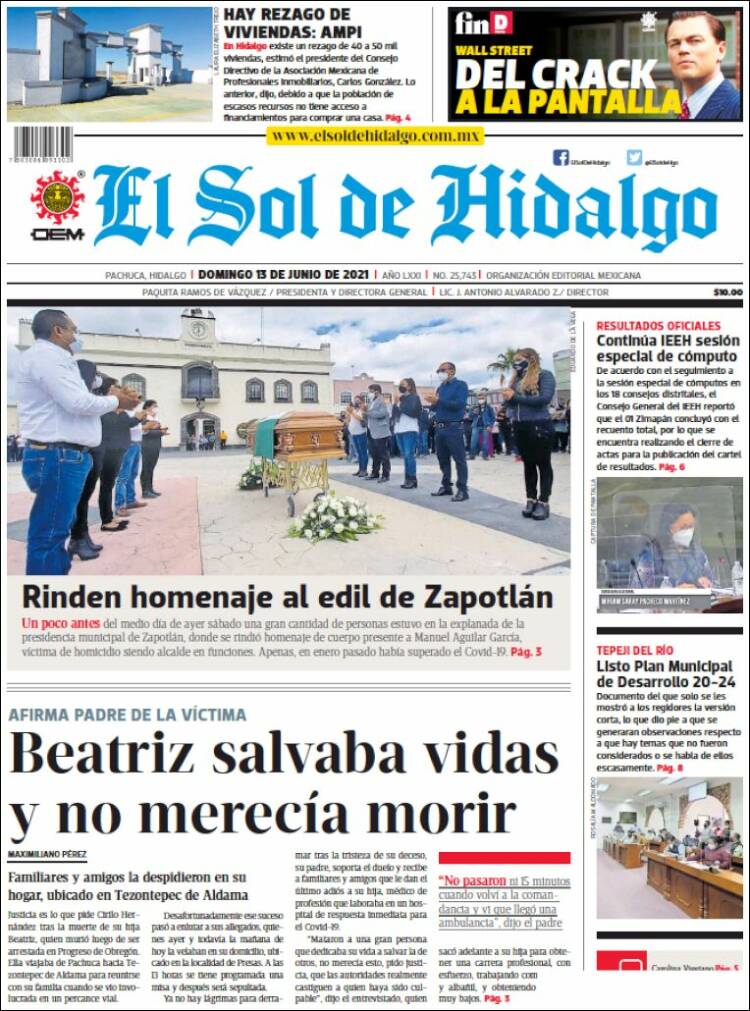 Portada de El Sol de Hidalgo (México)