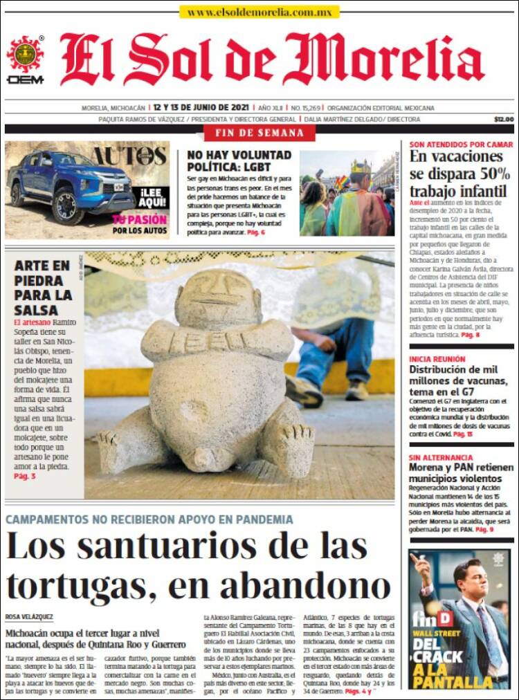 Portada de El Sol de Morelia (México)