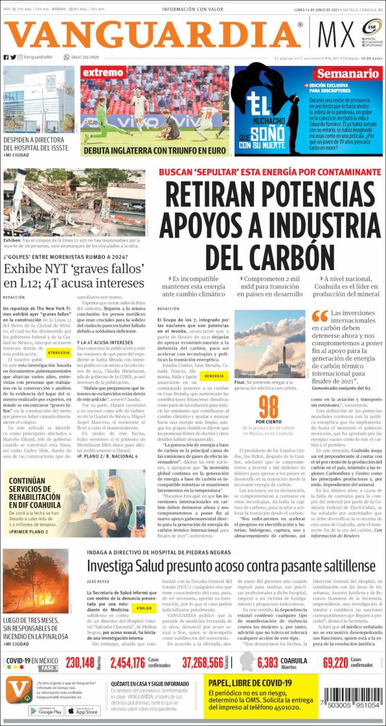 Portada de Vanguardia (México)