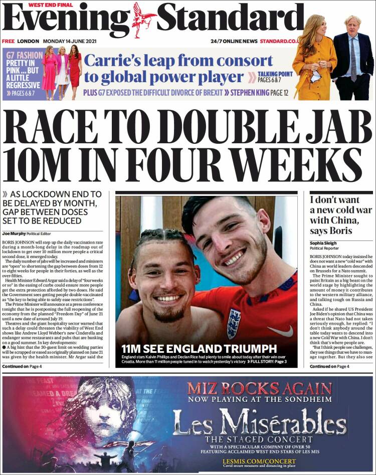 Portada de Evening Standard (Reino Unido)