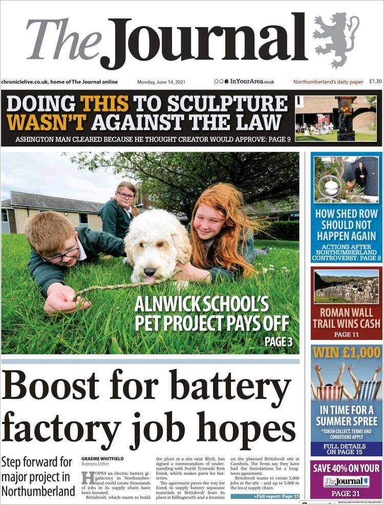 Portada de The Journal (Reino Unido)