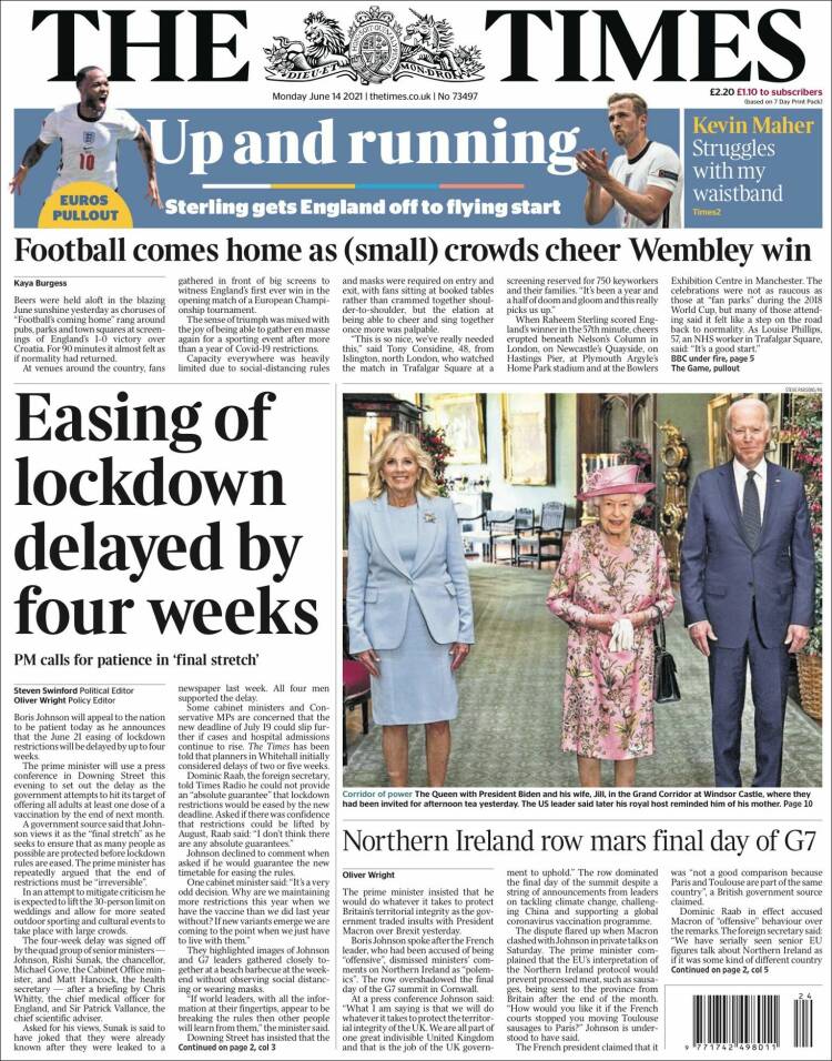 Portada de The Times (Reino Unido)