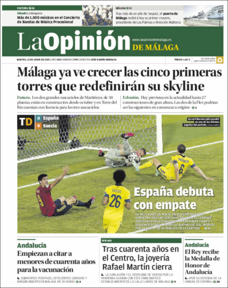 Portada de La Opinión de Málaga (España)