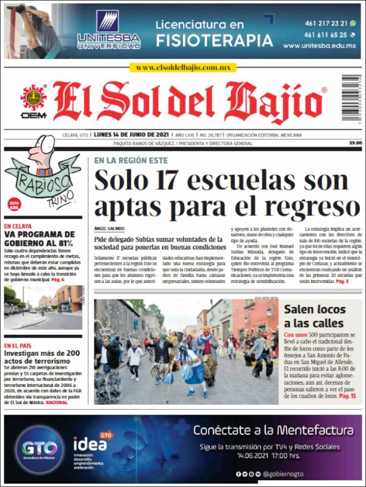 Portada de El Sol del Bajio (México)