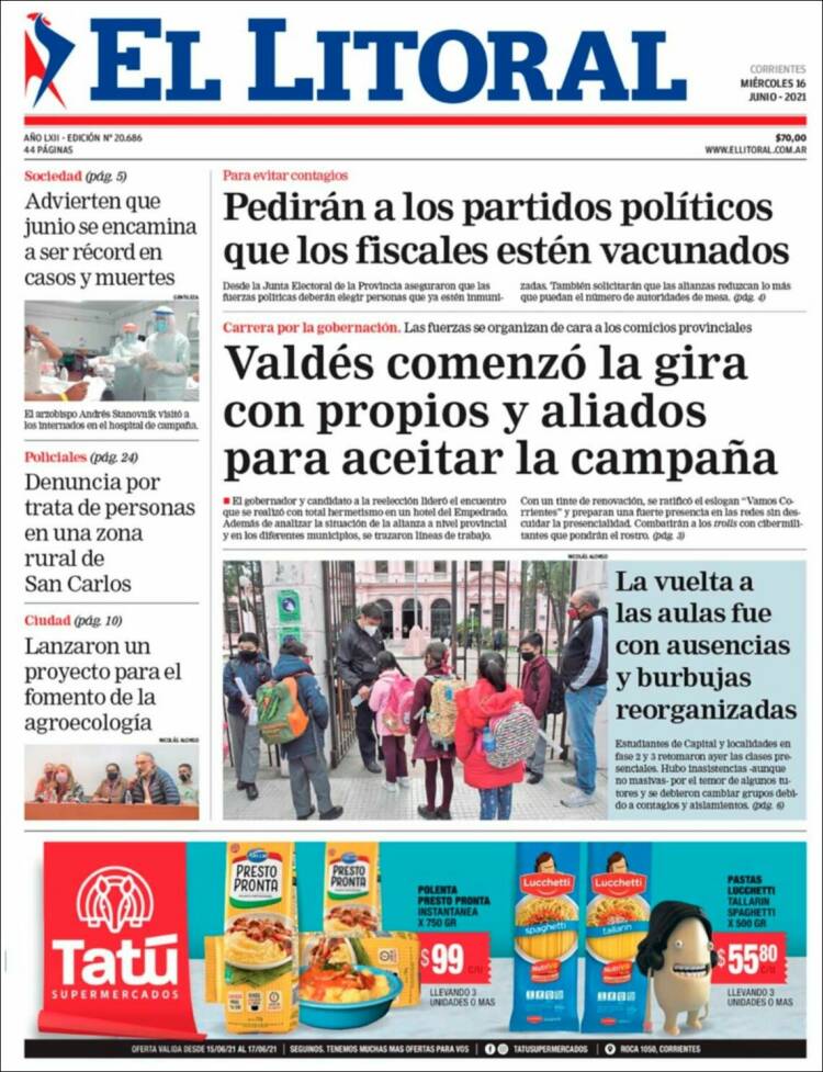 Portada de El Litoral Corrientes (Argentina)