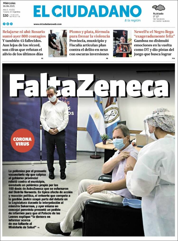 Portada de Diario El Ciudadano (Argentina)