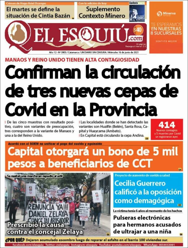 Portada de El Esquiu (Argentina)