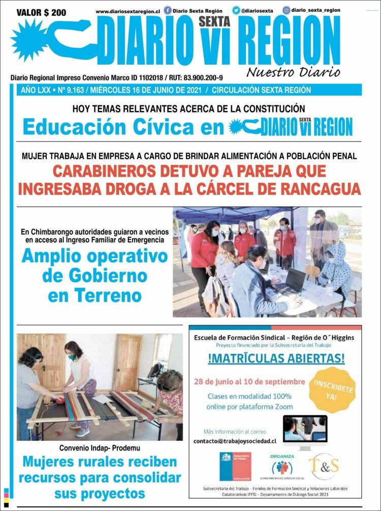 Portada de Diario VI Región (Chile)