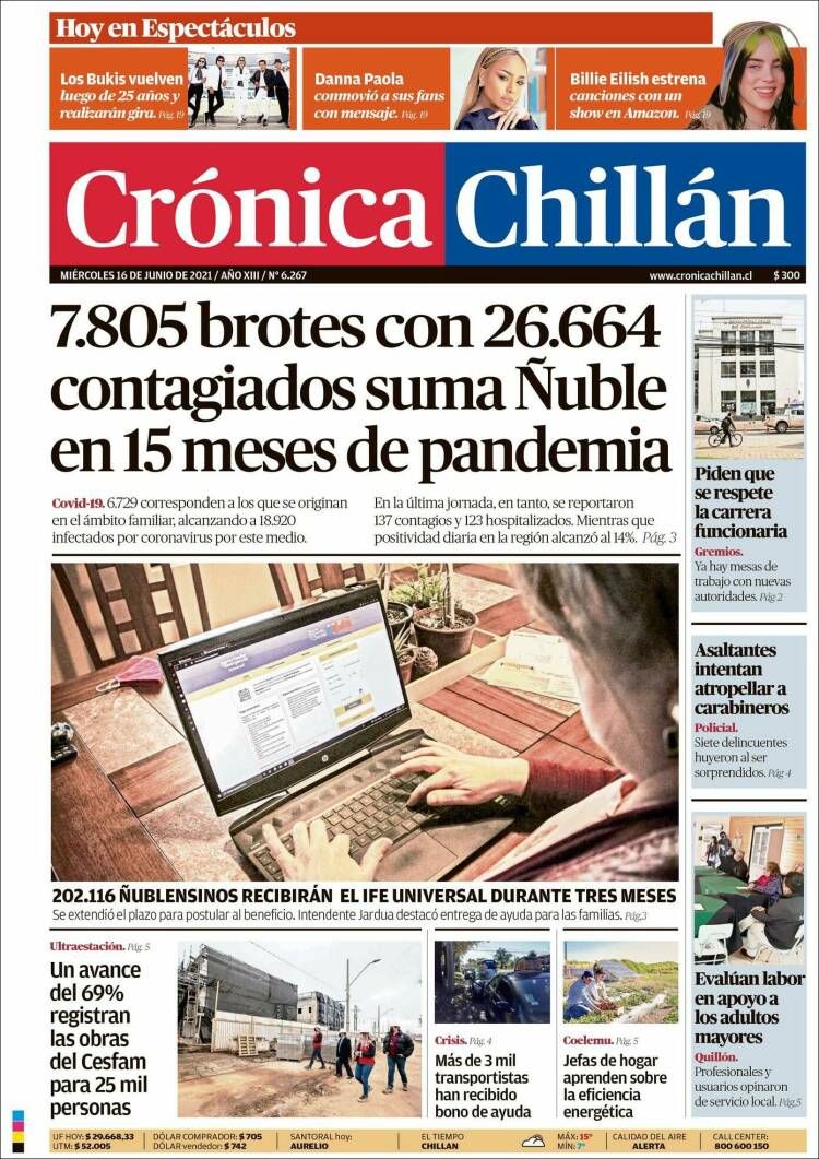 Portada de Crónica Chillán (Chile)