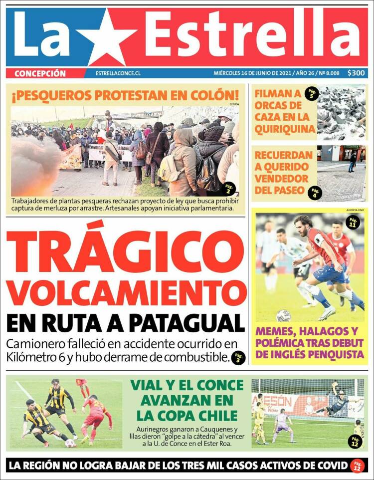 Portada de La Estrella de Concepción (Chile)