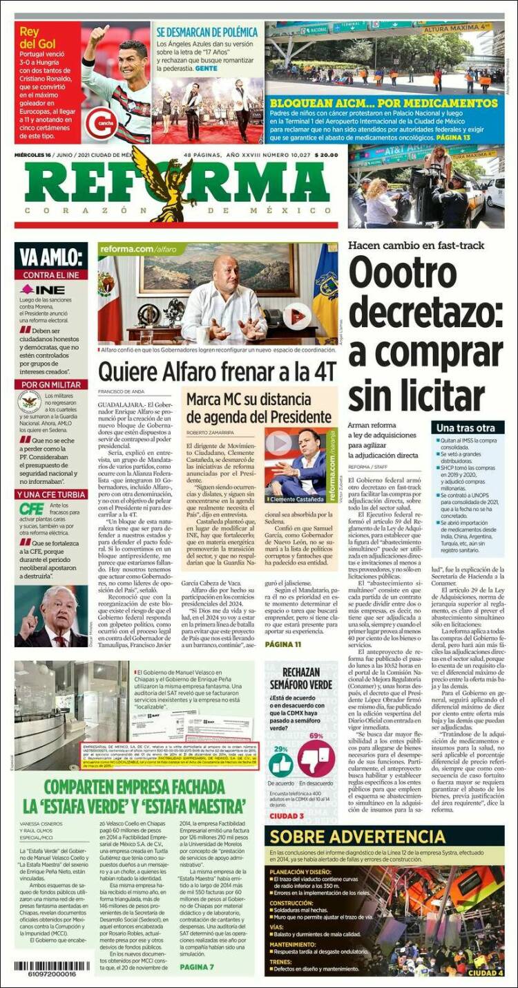 Portada de Reforma (México)