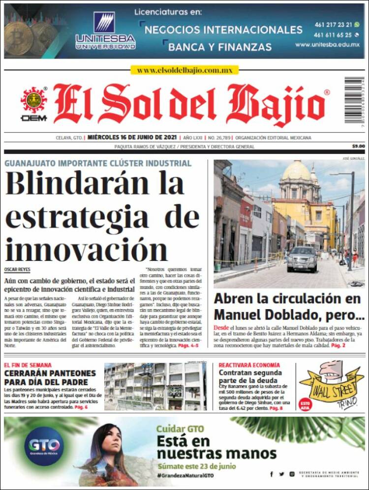 Portada de El Sol del Bajio (México)