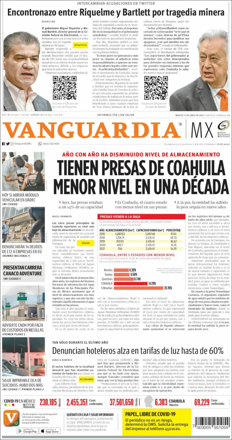 Portada de Vanguardia (México)