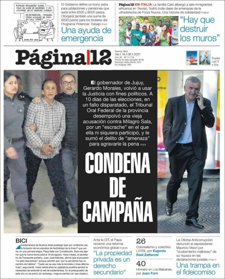 Portada de Página/12 (Argentina)