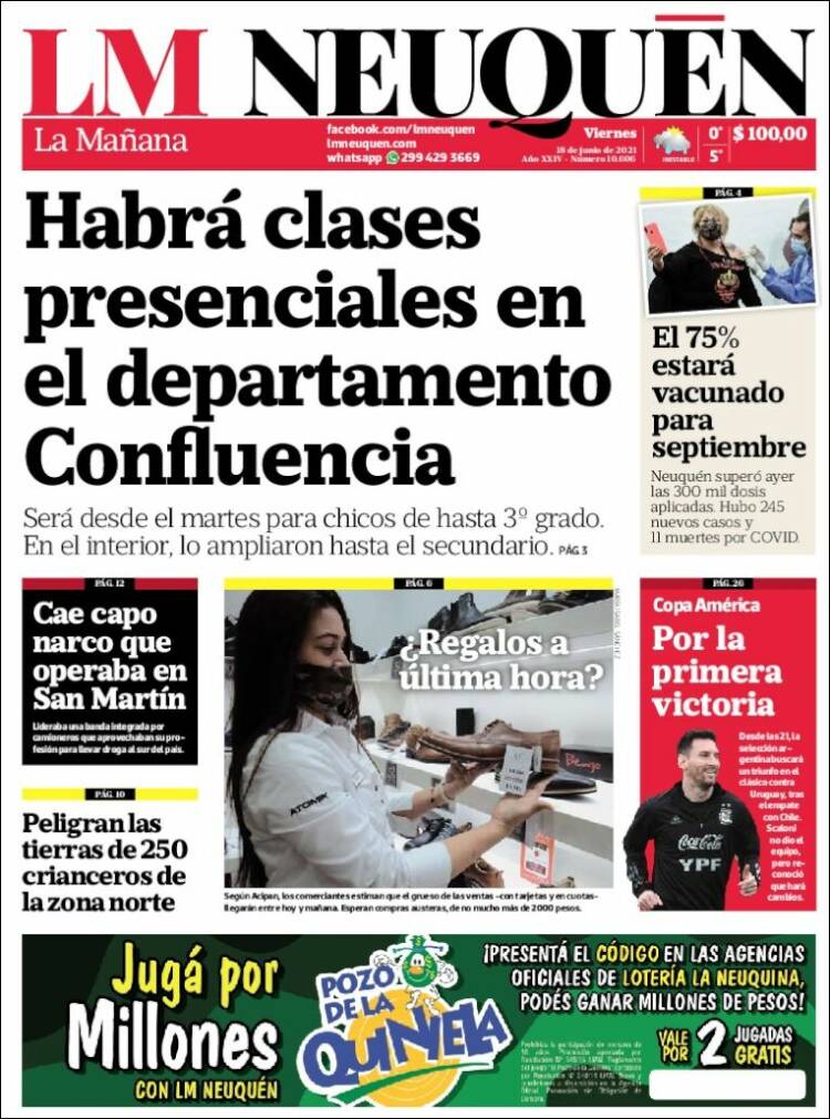 Portada de La Mañanade Neuquén (Argentina)