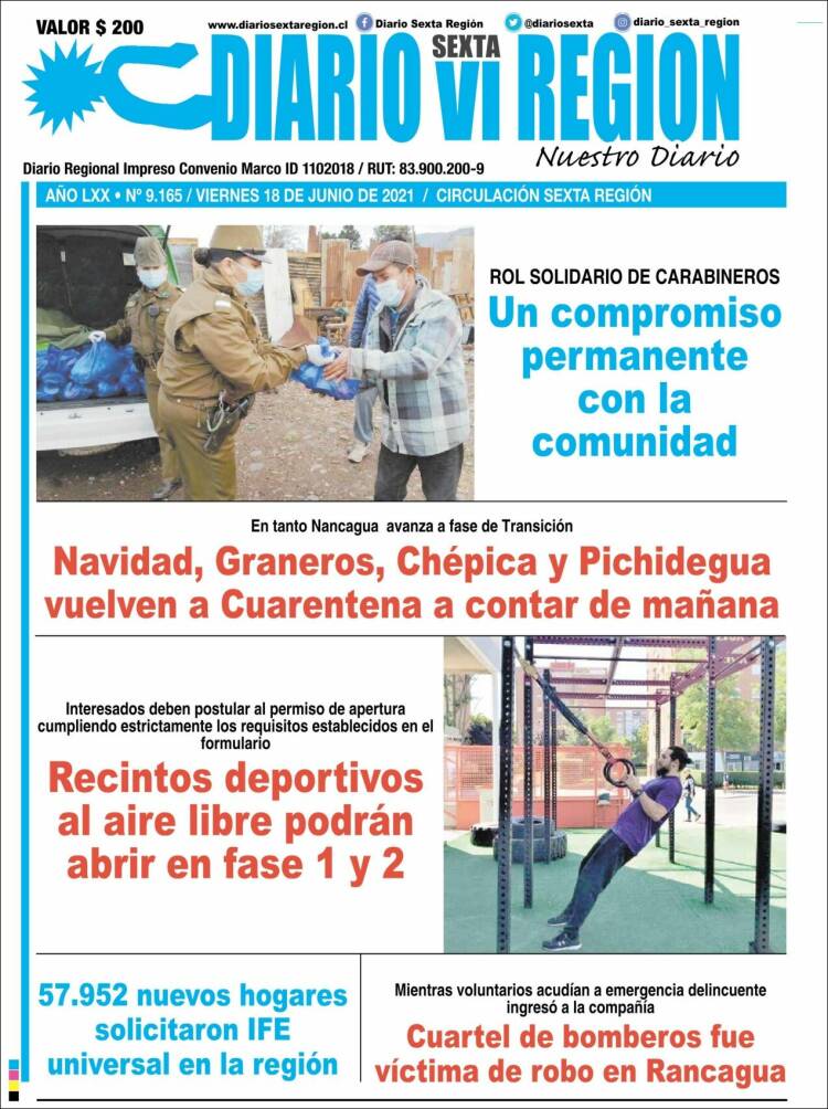 Portada de Diario VI Región (Chile)