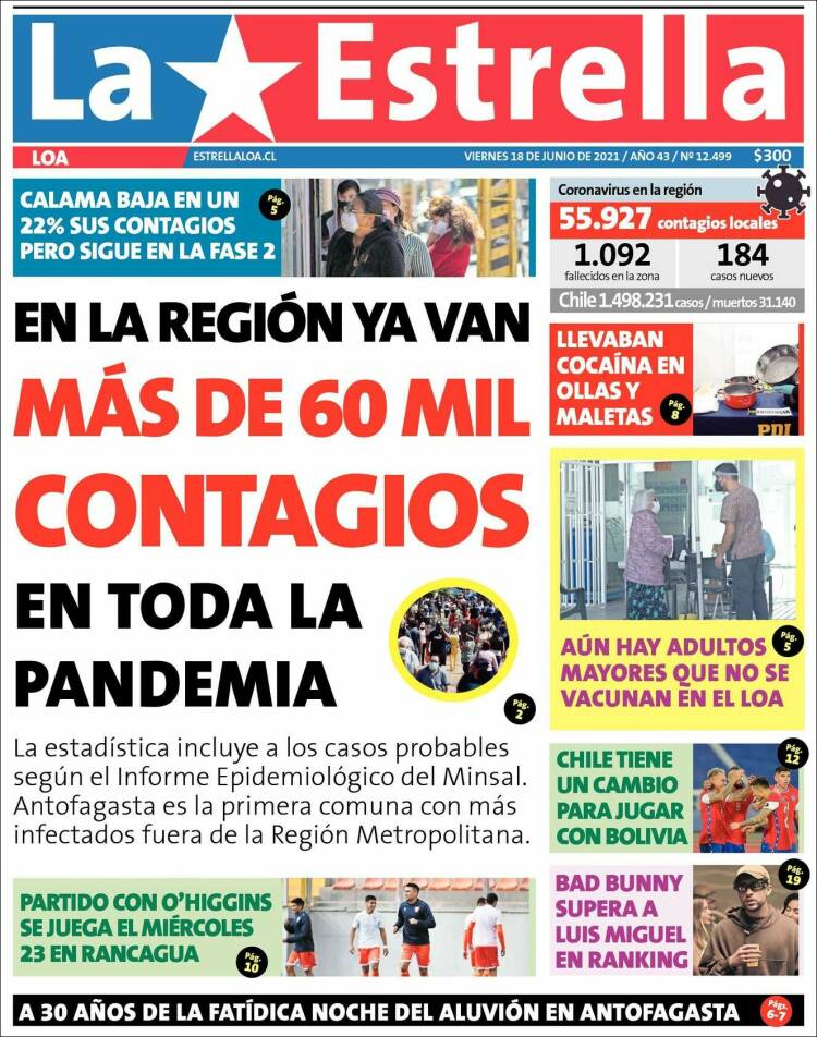 Portada de La Estrella de Loa (Chile)