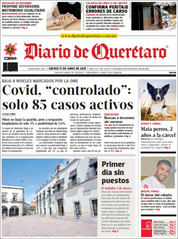 Portada de Diario de Querétaro (M&eacute;xico)