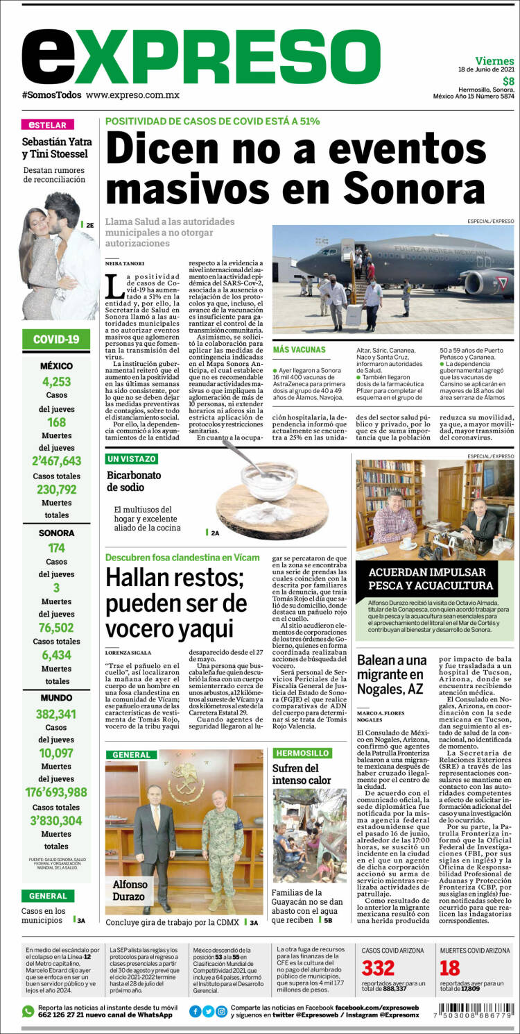 Portada de Expreso (M&eacute;xico)