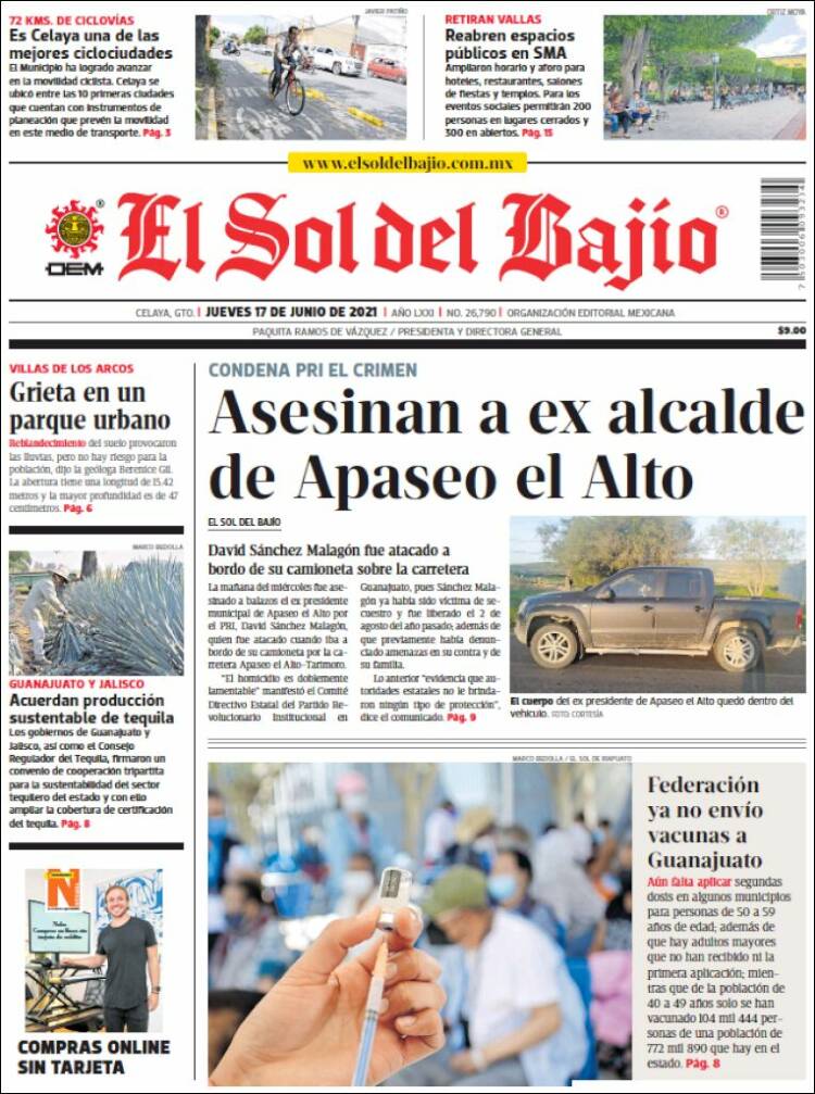 Portada de El Sol del Bajio (M&eacute;xico)