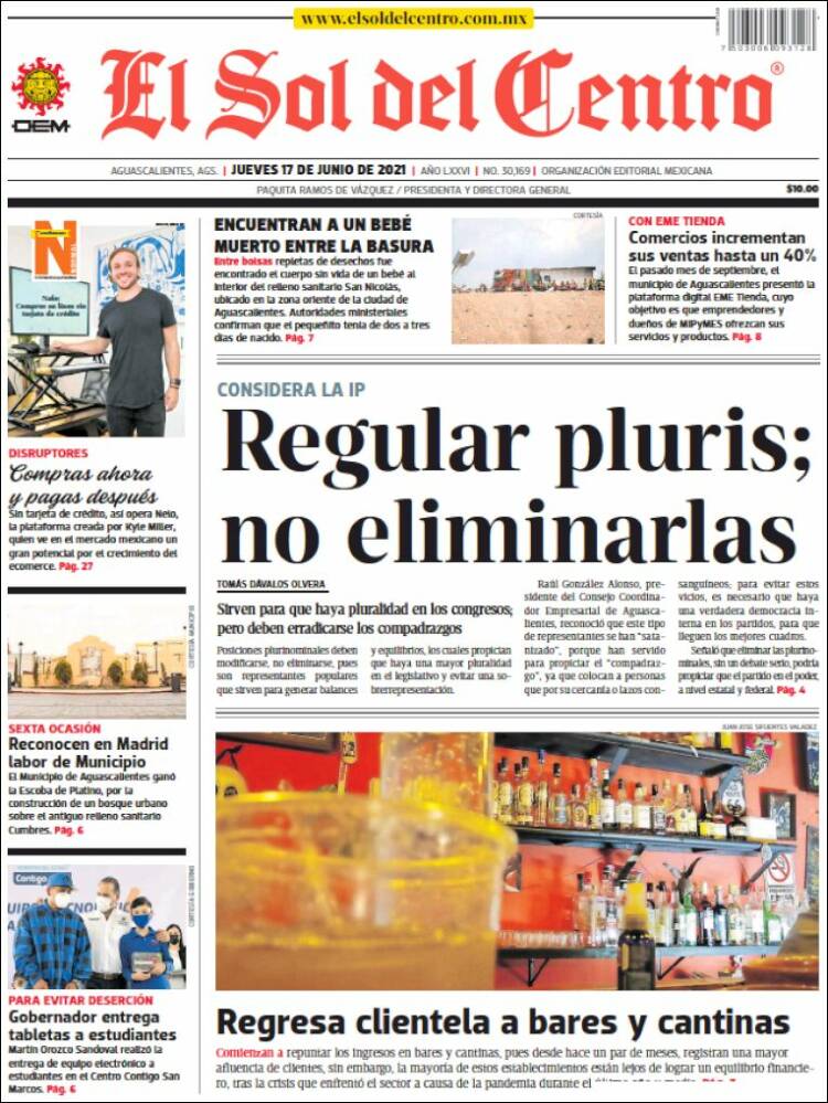 Portada de El Sol del Centro (M&eacute;xico)